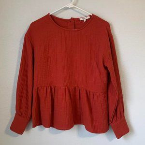 Madewell Orange Red Baby Doll Blouse